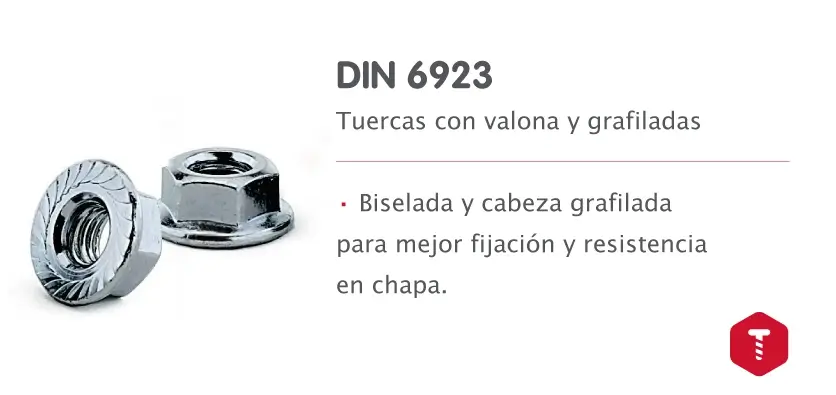 DIN 6923 - Tuercas con valona y grafiladas